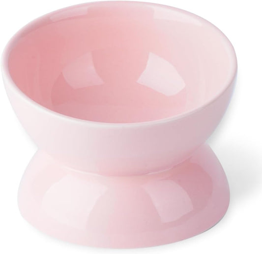 Cat Water Bowl, 16 OZ Ceramic Elevated Cat Bowls, 15° Tilted and Raised Pet Food Dish, Anti Vomiting Protect Pets' Spines and Whisker Fatigue