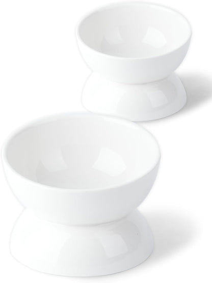 Cat Water Bowl, 16 OZ Ceramic Elevated Cat Bowls, 15° Tilted and Raised Pet Food Dish, Anti Vomiting Protect Pets' Spines and Whisker Fatigue