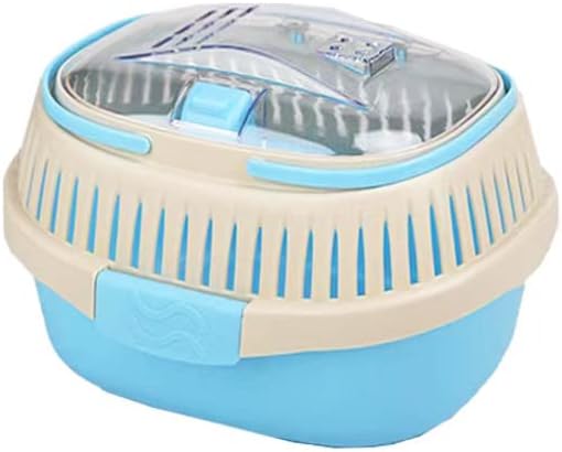 KAMEIOU Sky Blue Travel Small Animal Hamster Hedgehog Guinea Pig Cage Carrier for Hamster Hedgehog Ferret Guinea Pig Carrier Travel Cage with Handle Breathable Small Animal Guinea Pig Car Cage Carrier