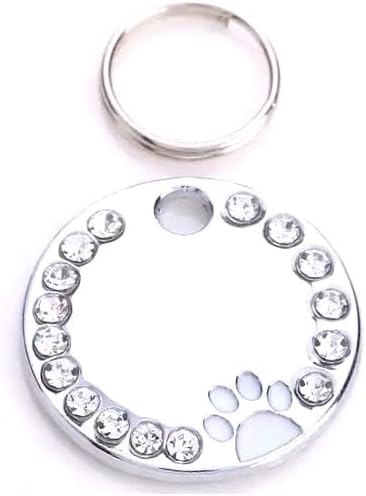 Personalized Dog/Cat Cute Paw Pet ID Tag with Unique Laser Engraving Name and Phone Number for Pet Collar or Key Chain (White)