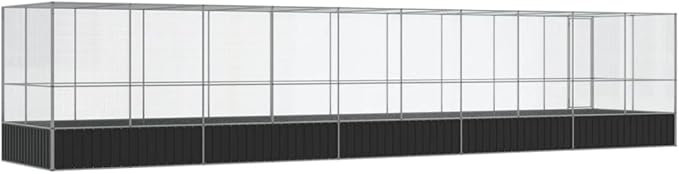 Galvanized Steel Large Flight King Bird Cage with Extension, Steel Outdoor Aviary, Outdoor Indoor Large Bird Cage Aviary Pet House for Cockatiels African Parakeets, 409.1"x81.5"x83.5",-313