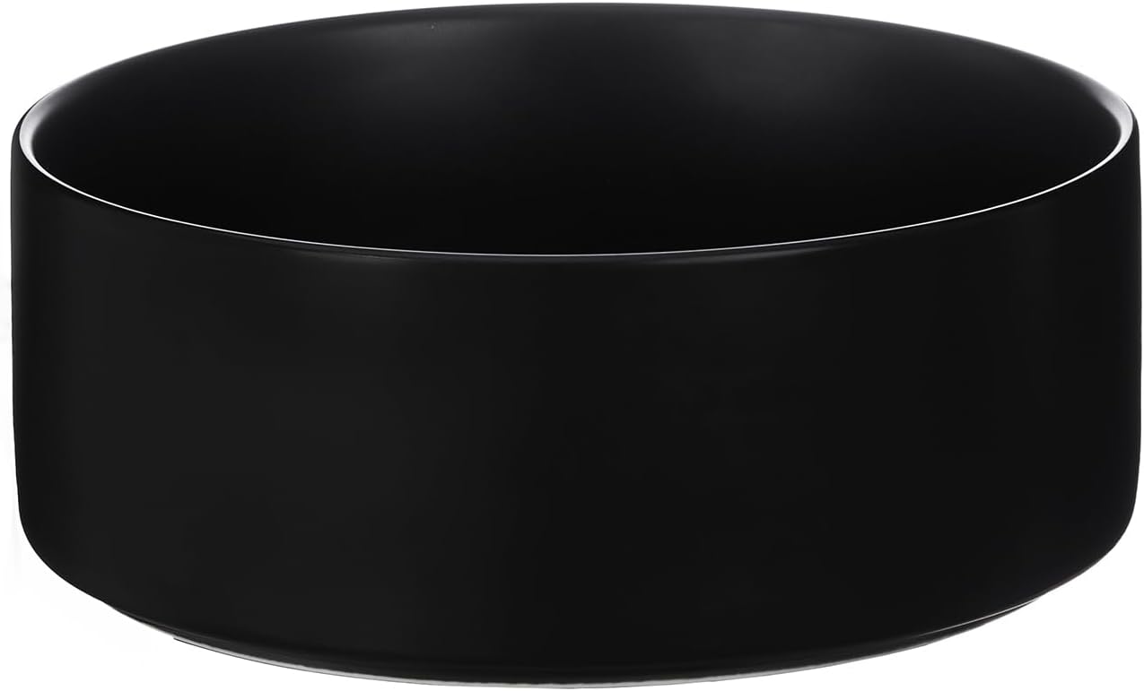 8'' Ceramic Dog Bowl - 70Oz, Heavy Duty, Non-Slip, Dishwasher Safe, Modern Style, Food Grade Stoneware Pet Bowl, Black