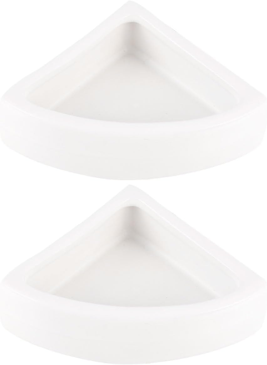 ibasenice Anti-Escape Food Pot Set Ceramic Bowls for Small Animals Hamster Reptile Feeding Watering Supplies 2Pcs Medium Triangle Dish