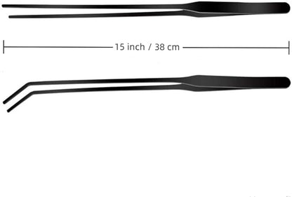 2Pcs 10.5" Reptile Stainless Steel Long Tweezers Feeding Tongs, Lizards Snake Gecko and Tarantula Supplies, Terrariums Aquarium Fish Tank Tools - 10.5" Black 2Pcs
