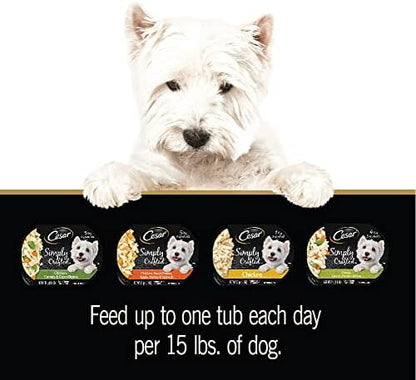 Cesar Simply Crafted Adult Wet Dog Food Meal Topper, Variety Pack, 1.3 oz Tubs (24 Count, Pack of 1)
