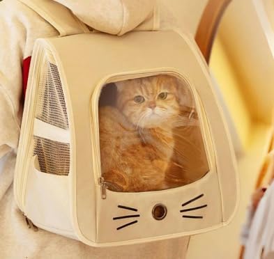 Handheld Crossbody cat Bag,Transparent Carrier Portable,Small Cat Carried Bag Collapsible Soft-Sided Pet Carriers for Kitten Puppy Rabbit Travel Hiking Walking & Outdoor Use(White)