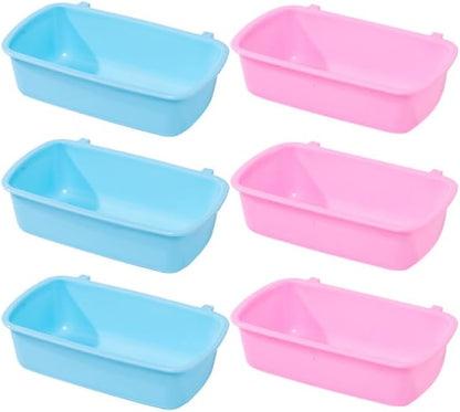 POPETPOP 6pcs Small Feeder Bowl Basic Dish Rabbit Feeder Waterer Hanging Cups Treats Drinker Bath Food Water Bowls for Birds Rats Small Pets