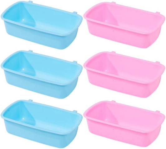 POPETPOP 6pcs Small Feeder Bowl Basic Dish Rabbit Feeder Waterer Hanging Cups Treats Drinker Bath Food Water Bowls for Birds Rats Small Pets