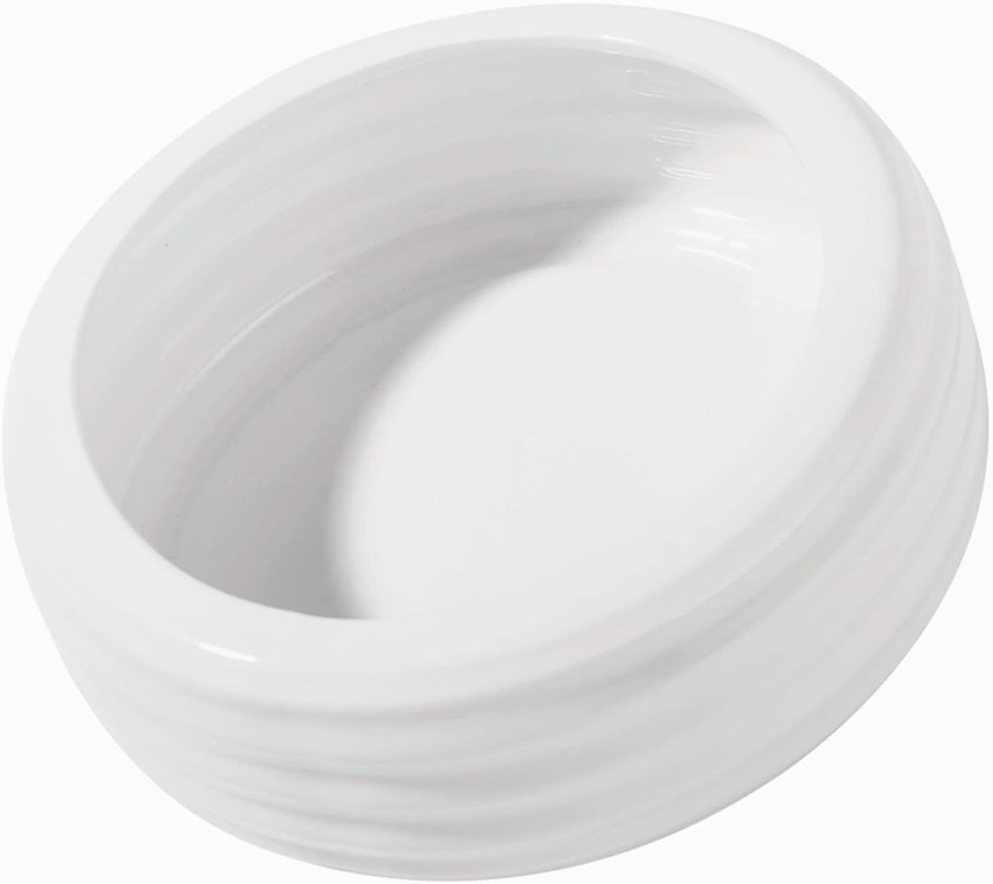 Reptile Food Bowls Ceramic Round Reptile Water Food Dish, Pet Food Bowl for Lizards, Small Snakes, Young Bearded Dragons, Gecko Tortoise Spider (White, Medium-1Pack)