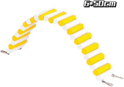 2Pcs Hamster Swing Toy, Soft Climbing Ladder, Wooden Arch Bridge, Hideaway Fence Tunnel, Landscape Supplies Climbing Ladder (Yellow White)