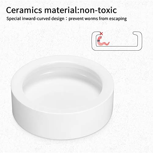 Meanplan 4 Pcs Reptile Bowl Food Dish 2.71 Inch Reptile Water Food Feeding Dish Ceramic Worm Pet Bowl Anti Escape Feeder for Lizard Anoles Chameleon Bearded Dragon Hermit Crab