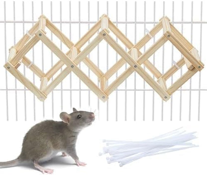 Wooden Rat Climbing Toys, Natural Pet Rat Cage Accessories Climbing Ladder, Fancy Rats Enrichment Toy Activities, Hanging Rodent Toys for Pet Rats in Cage Playing Chewing (S, 1pc)