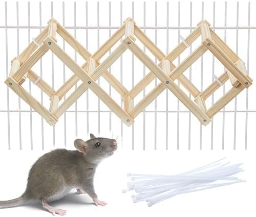 Wooden Rat Climbing Toys, Natural Pet Rat Cage Accessories Climbing Ladder, Fancy Rats Enrichment Toy Activities, Hanging Rodent Toys for Pet Rats in Cage Playing Chewing (S, 1pc)