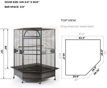 Seny Parrot Escape Jumbo Corner Bird Cage Aviary (X-Large)