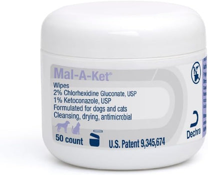 Mal-A-Ket Wipes for Dogs and Cats, 2.25" Round, 50 Count jar