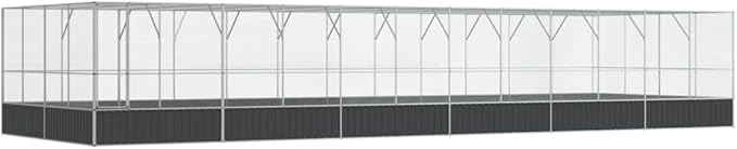 Galvanized Steel Large Flight King Bird Cage with Extension, Steel Outdoor Aviary, Outdoor Indoor Large Bird Cage Aviary Pet House for Cockatiels African Parakeets, 490.6"x163"x83.5",-320