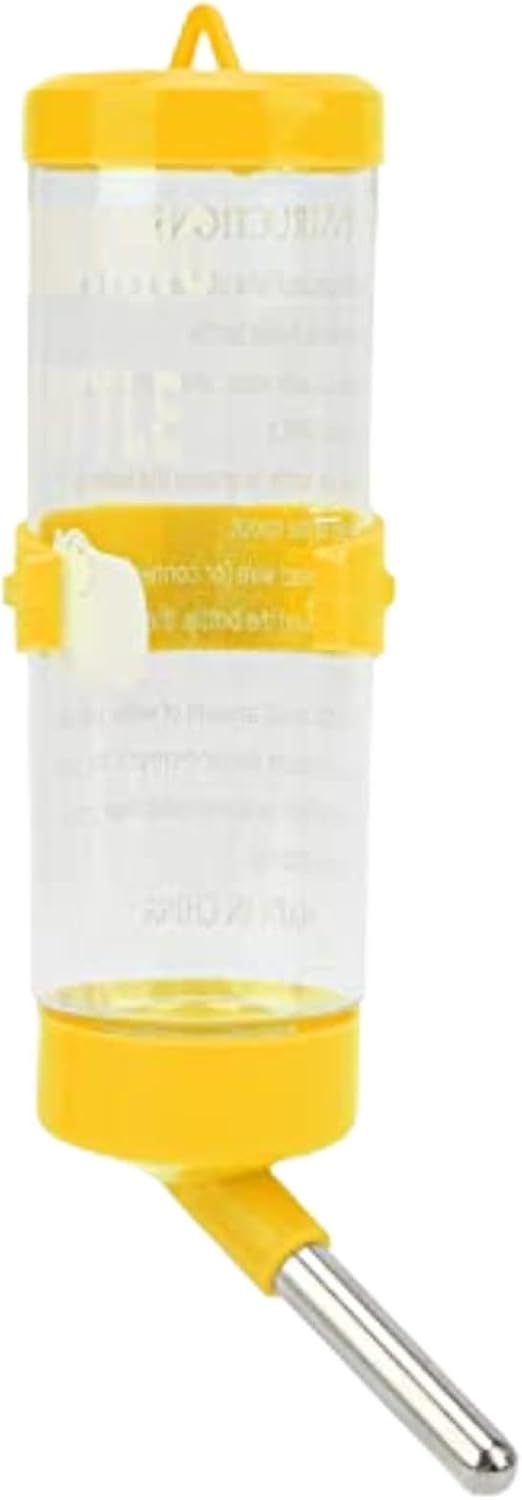 Hamsters Water Bottle, 250ML Yellow Automatic No Drip Hanging Water Feeder Dispenser for Small Animals Guinea Pig Rat Rabbit Dwarf Gerbil Chinchilla
