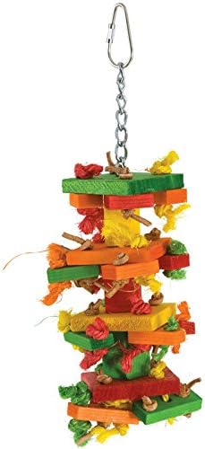 Featherland Paradise Knots N Blocks Bird Toy, Bird Toys, for Parrots, Cockatoos, Macaws, Very Large Birds and Big Beaks