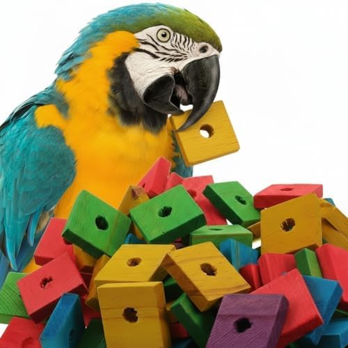SUPVOX Bird Toys,100 Pcs Wooden Bird Chewing Blocks: Bird Toys for Parrots,Parrot Toys for DIY Shredding Large Bird (Mixed Color)