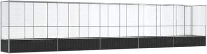 Galvanized Steel Large Flight King Bird Cage with Extension, Steel Outdoor Aviary, Outdoor Indoor Large Bird Cage Aviary Pet House for Cockatiels African Parakeets, 410.4"x42.1"x83.5",-308