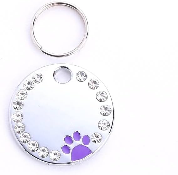 Personalized Dog/Cat Cute Paw Pet ID Tag with Unique Laser Engraving Name and Phone Number for Pet Collar or Key Chain (Purple)