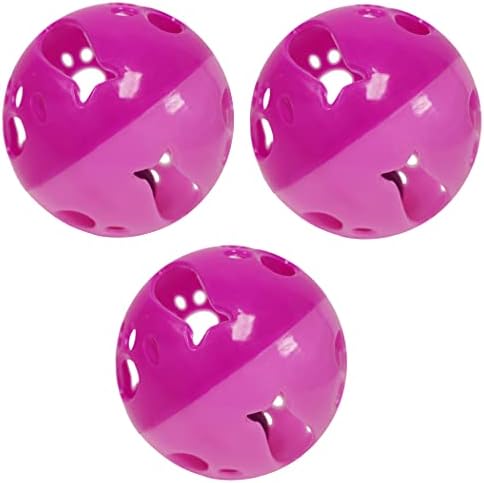 Cat Ball Toy with Bell Larger Size, Bells Jingle as Balls Roll, 3 Pack, Set of 3 Cat Toys for Small or Large Cats, or Other Animals (Pink - 3 Pack)