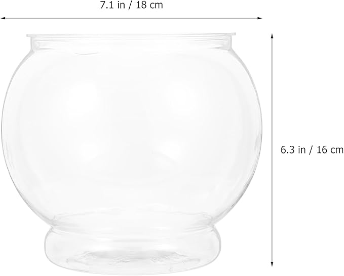 POPETPOP Plastic Fish Bowls Round Aquarium Clear Fish Keeper Fishbowl Vase Pot for Wedding Party Event Christmas Holiday Home Decor 18cm