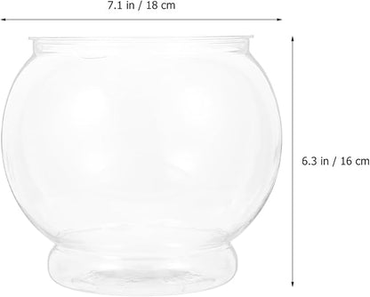 POPETPOP Plastic Fish Bowls Round Aquarium Clear Fish Keeper Fishbowl Vase Pot for Wedding Party Event Christmas Holiday Home Decor 18cm