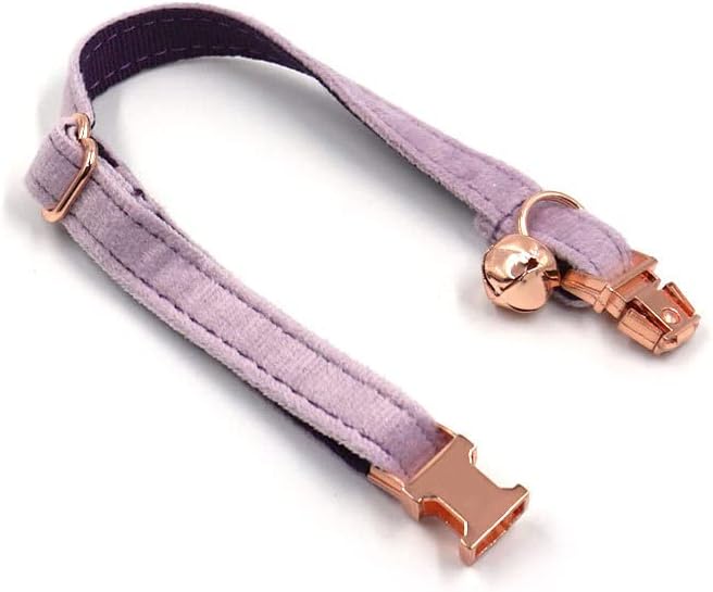 Personalized Cat Collar with Bells,Velvet Customized Small Cat Collar with Name Tag,Pet Collar with Name Phone Number Engraved ID Tags for Boy and Girl Kitten Cats (Purple)
