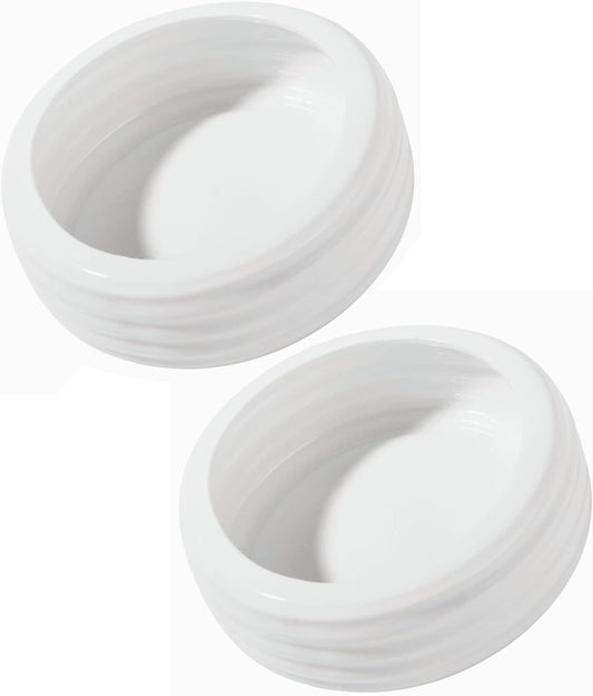 Reptile Food Bowls Ceramic Mini Round Reptile Water Food Dish, Pet Food Bowl for Lizards, Small Snakes, Young Bearded Dragons, Gecko Tortoise Spider (White, Small-2Pack)