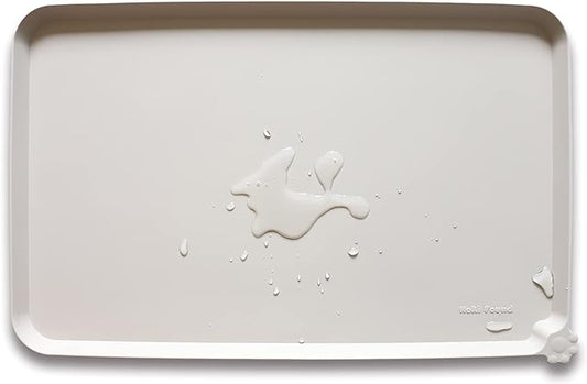 Hoki Found Large Silicone Non Slip Pet Feeding Mats - Waterproof Dog Cat Food Mats - Cream Brown