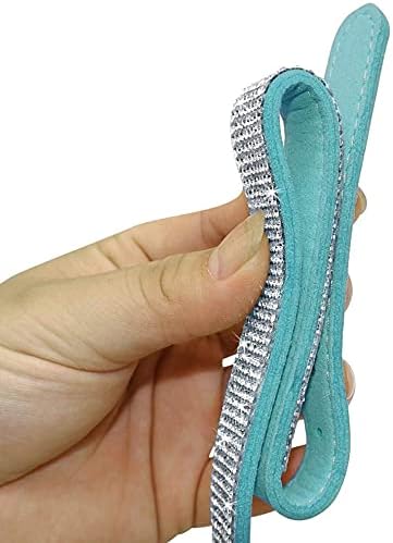 Rhinestone Dog Collar, Cute Dazzling Sparkling Soft Suede Leather Adjustable Pet Dog Cat Collar Crystal Diamond for Puppy Small Medium Large Dogs (L:38-46cm, Light Blue)