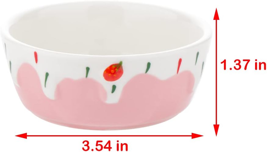 2 Pcs Hamster Ceramic Bowl, Small Animals Anti-Turning Food Water Bowl for Rabbit Hamster Guinea Pig Hedgehog Squirrel (Pink and Red)