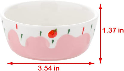 2 Pcs Hamster Ceramic Bowl, Small Animals Anti-Turning Food Water Bowl for Rabbit Hamster Guinea Pig Hedgehog Squirrel (Pink and Red)