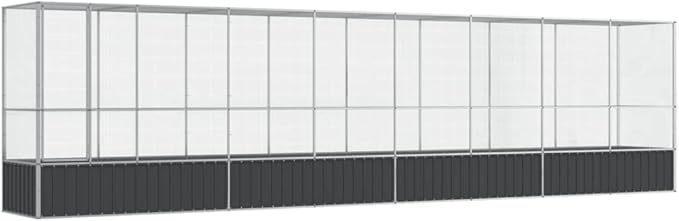 Galvanized Steel Large Flight King Bird Cage with Extension, Steel Outdoor Aviary, Outdoor Indoor Large Bird Cage Aviary Pet House for Cockatiels African Parakeets, 328.5"x42.1"x83.5",-307