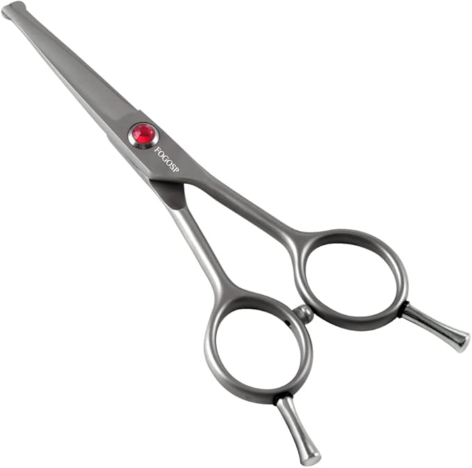 4.5" Straight Dog Scissors for Grooming Face and Paws with Safety Round Tip for Small Dogs Cats Face Paw Ears Trimmer Cat Grooming Scissors(4.5" Straight, Gray)