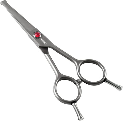 4.5" Straight Dog Scissors for Grooming Face and Paws with Safety Round Tip for Small Dogs Cats Face Paw Ears Trimmer Cat Grooming Scissors(4.5" Straight, Gray)