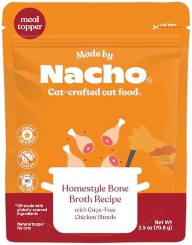 Made by Nacho Homestyle Bone Broth with Cage-Free Chicken Shreds for Extra Hydration, Limited-Ingredient - 24ct