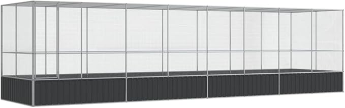 Galvanized Steel Large Flight King Bird Cage with Extension, Steel Outdoor Aviary, Outdoor Indoor Large Bird Cage Aviary Pet House for Cockatiels African Parakeets, 327.6"x81.5"x83.5",-312