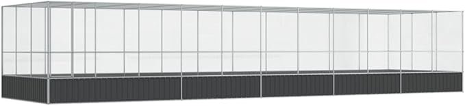 Galvanized Steel Large Flight King Bird Cage with Extension, Steel Outdoor Aviary, Outdoor Indoor Large Bird Cage Aviary Pet House for Cockatiels African Parakeets, 448.4"x120.9"x83.5",-318