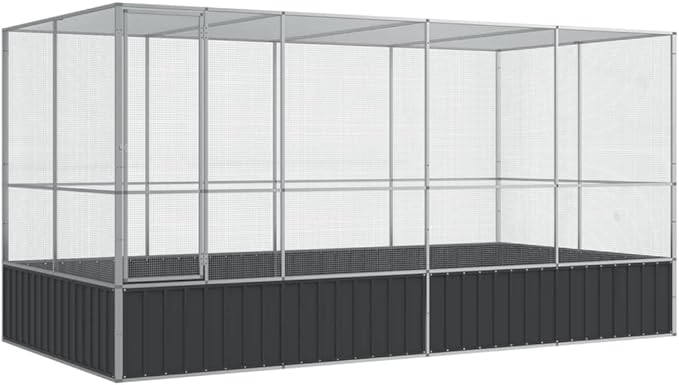 Galvanized Steel Large Flight King Bird Cage with Extension, Steel Outdoor Aviary, Outdoor Indoor Large Bird Cage Aviary Pet House for Cockatiels African Parakeets, 164.6"x81.5"x83.5",-310