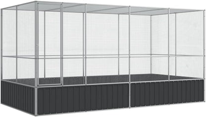 Galvanized Steel Large Flight King Bird Cage with Extension, Steel Outdoor Aviary, Outdoor Indoor Large Bird Cage Aviary Pet House for Cockatiels African Parakeets, 164.6"x81.5"x83.5",-310