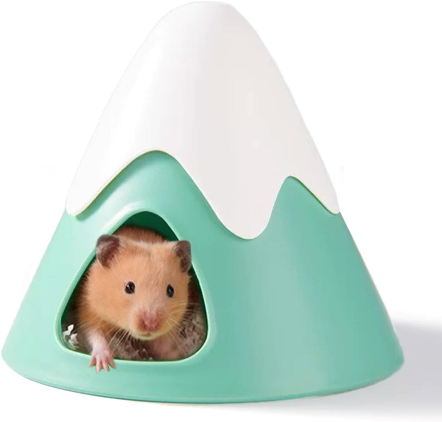 Hamster Hideout, Snowy Mountain Shape Hamster Hide House,Cute Small Animal Habitat Hideaway Hut for Syrian Hamsters, Mice, Gerbils, Rats (Green)