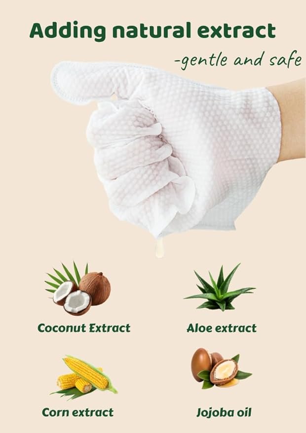 20-Pack Extra Thick Pet Cleaning Glove Wipes with Lid | Value Pack Dog & Cat Grooming Gloves | Rinse-Free Bath Wipes with Coconut, Aloe & Jojoba for Odor Control & Daily Care