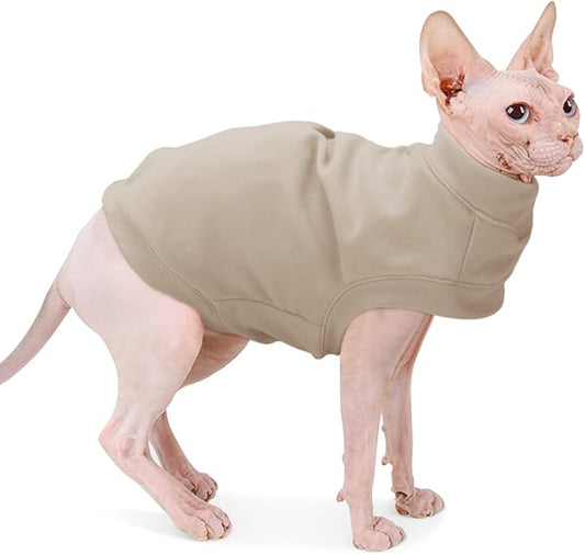 Soft Fleece Dog Sweatshirt - Warm Sweaters for Small Medium Dogs Cats in Cold Weather - Cat Pullover Stretchy Hoodie Easy On - Comfortable Winter Clothes Pet Vest for Doggie
