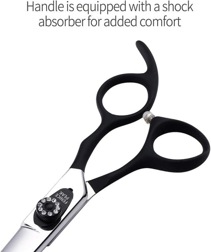 Fenice Peak 8.0'' Dog Straight Scissors For Grooming Pet Hair Cutting Shears 440C Stainless Steel Black Non-Slip Handle Sharp Blades Professional Pet Trimming Scissors for Cats