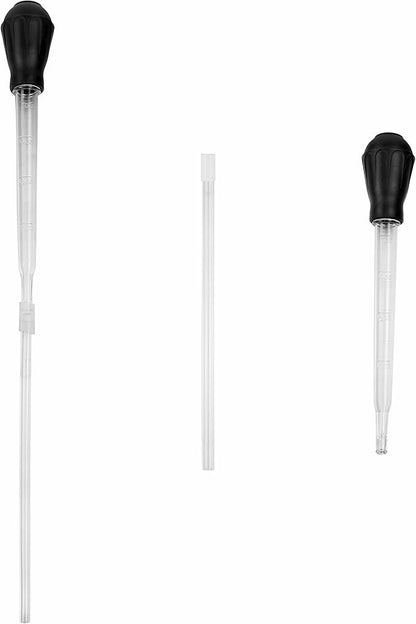 Coral Feeder SPS HPS Feeder with Extension Tube, Aquarium Long Syringe Dropper Pipette Turkey Baster for Marine Fish Feeding (Black/Extendable)