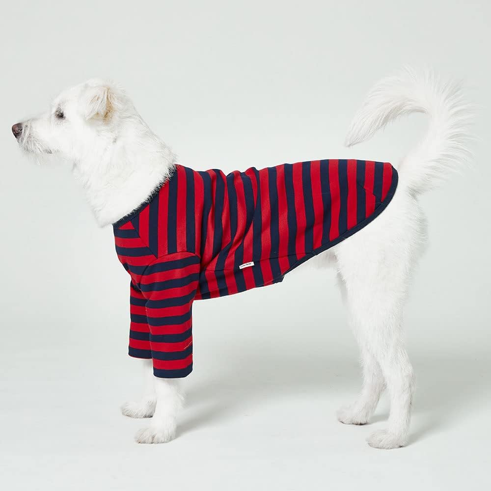 Dog Cotton Shirts for Small and Large Dogs Rugby Striped T-Shirts Soft Breathable Dog Shirt pet Clothes (4X-Large, Red/Navy)