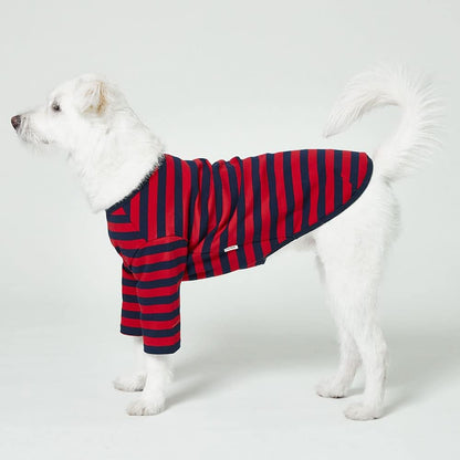 Dog Cotton Shirts for Small and Large Dogs Rugby Striped T-Shirts Soft Breathable Dog Shirt pet Clothes (X-Large, Red/Navy)