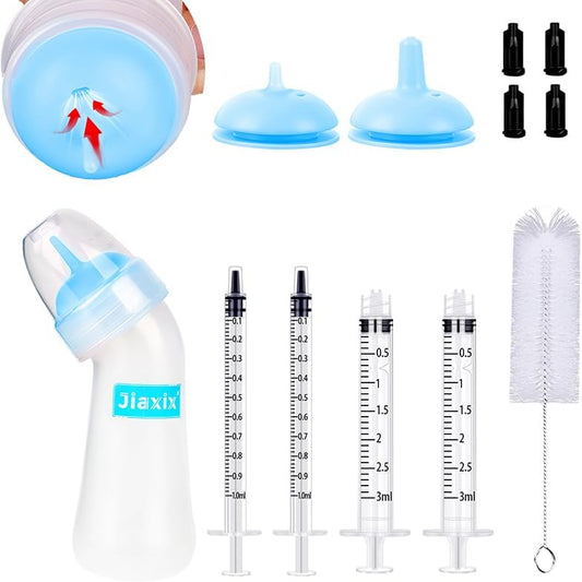 Pet Nursing Bottle Kit for Kitten Puppy,90mlCat Bottle Feeding Kit Nipple Kittens Syringe for Small Cat Dog Newborn Kitten Puppys Rabbits Squirrel Animals (Blue)